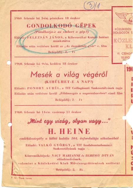 Felezsán János... - szórólap a 60-as évekből