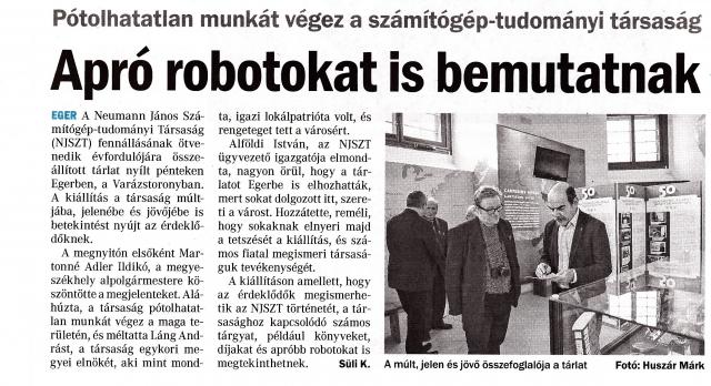 A Heves Megyei Hírlap beszámolója